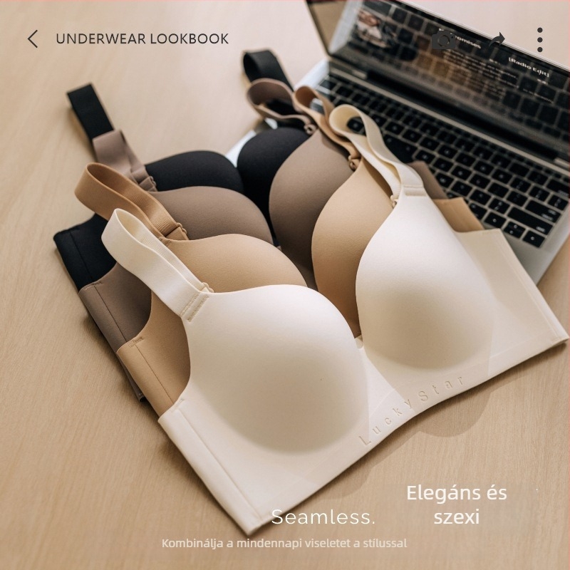 Plus-size merevítő nélküli push-up melltartó nőknek, varrás nélküli, oldalt támasztó, nagy mellhez