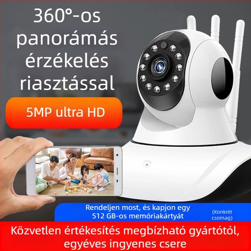 Vezeték nélküli Wi-Fi kamera otthoni megfigyeléshez, távoli ellenőrzés okostelefonról, 1080p HD, éjjellátás, V380Pro