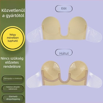 Egydarabos mély U‑formájú melltartóbetét vállpánt nélküli, push‑up és oldalsó támasz, csúszásmentes