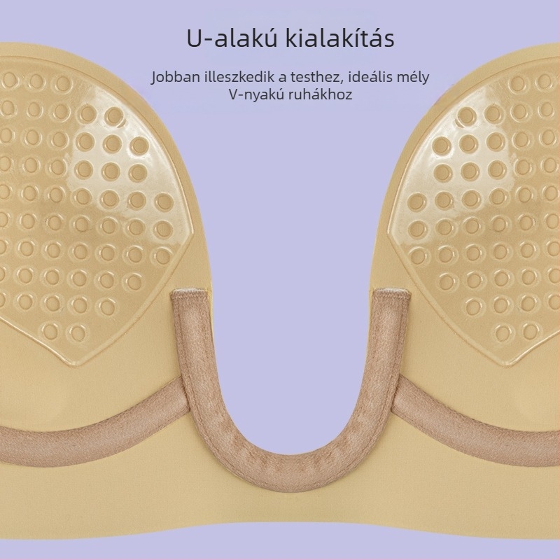 Egydarabos mély U‑formájú melltartóbetét vállpánt nélküli, push‑up és oldalsó támasz, csúszásmentes