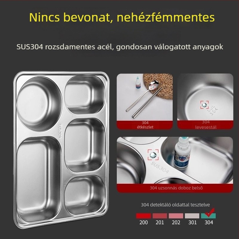 304 rozsdamentes acél ebédes doboz rekeszekkel és fedéllel – szigetelt, égési sérülés elleni, irodai és iskolai használatra