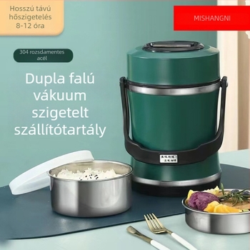 304 rozsdamentes acélból készült vákuum-izolált ebédes doboz, hordozható ételtároló 2,2 literes kapacitással