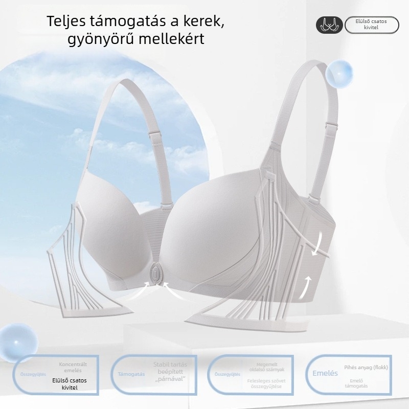 Push-up melltartó elöl záródással, kis méretű mellhez, acélgyűrű nélküli, anti-esés, hát nélküli varrás