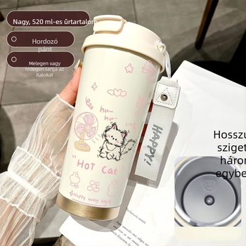 Hordozható rozsdamentes acél szigetelt pohár szívószállal, nagy kapacitású, egyetemistáknak, sporthoz és utazáshoz