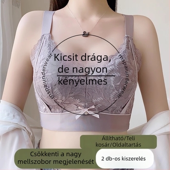 Csipkés, teljes kosárú melltartó nőknek nagy mellek számára, könnyű nyári modell, plusz méret, push-up, oldalsó formázás, megereszkedés elleni
