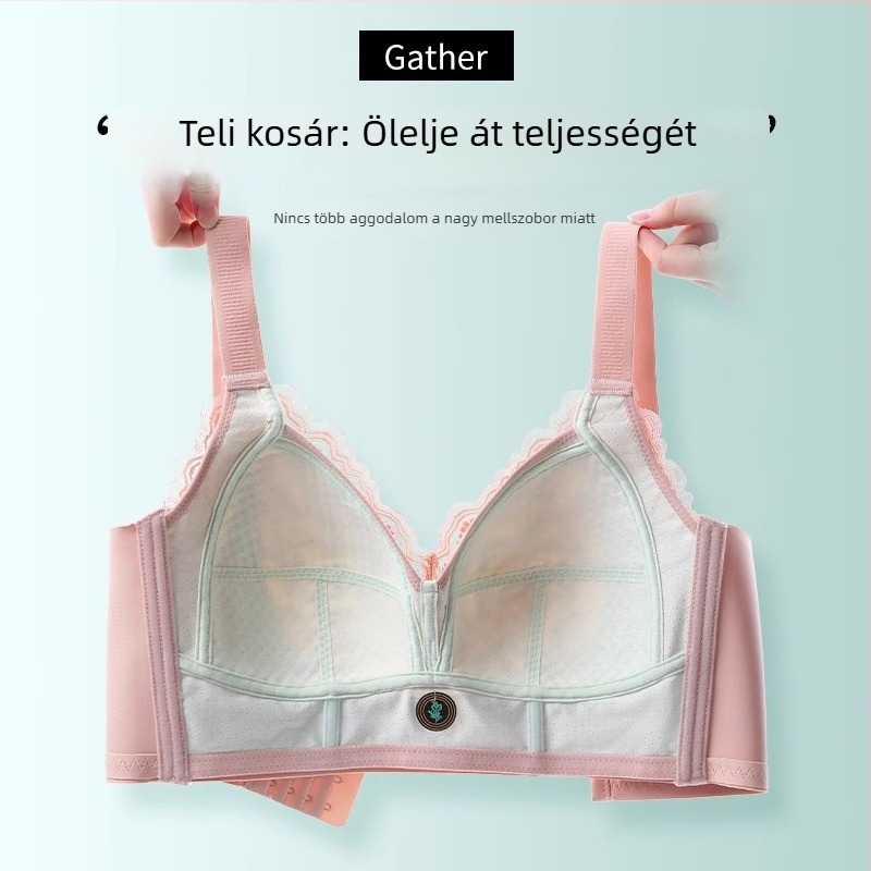 Csipkés, teljes kosárú melltartó nőknek nagy mellek számára, könnyű nyári modell, plusz méret, push-up, oldalsó formázás, megereszkedés elleni