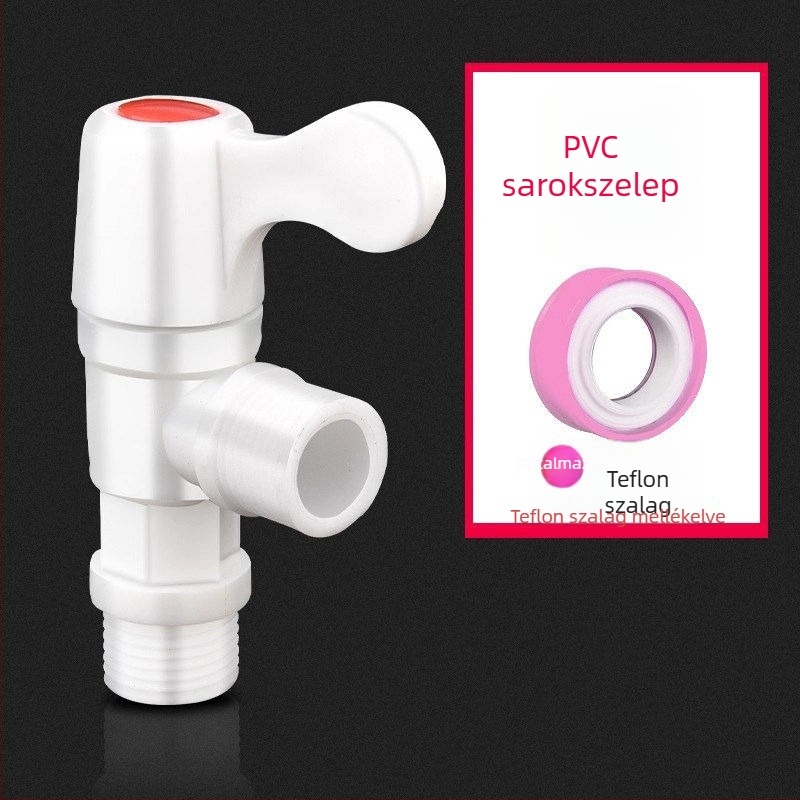 Háztartási PVC műanyag csap, 1/2–3/4 hüvelyk menet, szivárgásmentes és repedésálló, tartós mosógép-csap.