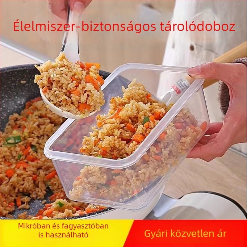 Hűtőszekrényhez való tároló, mikrohullámú sütőben is használható, élelmiszer-minőségű műanyagból, négy rekesz, gyümölcs és ételek tárolására, rágcsálóriasztó