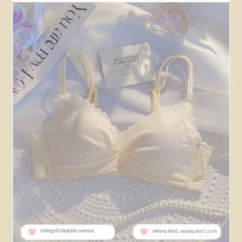 Merevítő nélküli melltartó szett kis mellű nőknek, push-up, 3/4 kosár, háromszög alakú kosarak, nylon, kényelmes viselet