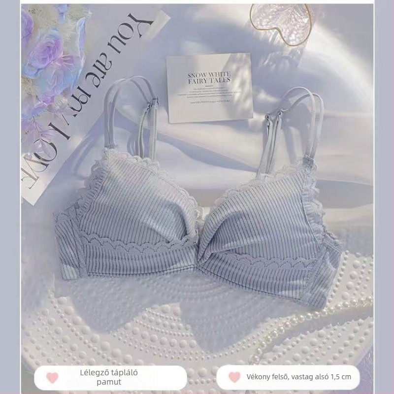 Merevítő nélküli melltartó szett kis mellű nőknek, push-up, 3/4 kosár, háromszög alakú kosarak, nylon, kényelmes viselet
