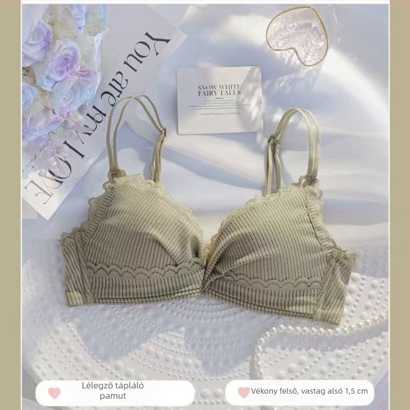 Merevítő nélküli melltartó szett kis mellű nőknek, push-up, 3/4 kosár, háromszög alakú kosarak, nylon, kényelmes viselet