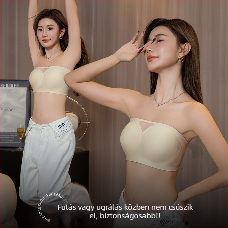 Csúszásmentes, váll nélküli push-up melltartó kis méretű mellekhez, sima hátsó rész, láthatatlan a ruhák alatt