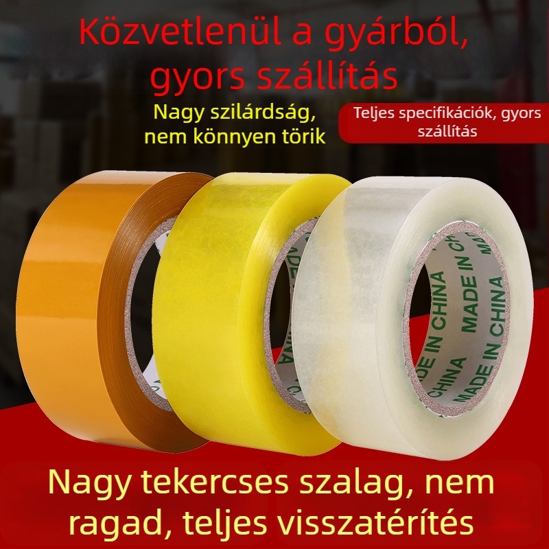 Átlátszó, nagy tapadású széles ragasztószalag, csomagoláshoz