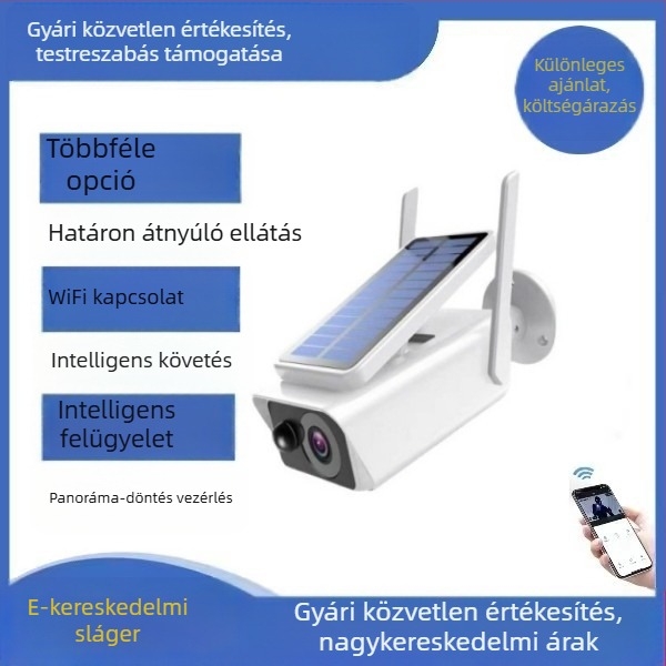 WiFi napelemes 360° kültéri kamera otthoni használatra