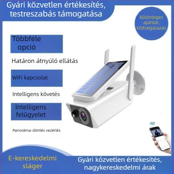 WiFi napelemes 360° kültéri kamera otthoni használatra