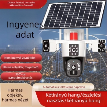 Napelemes HD kültéri kamera 360°-os forgással, távoli megtekintés okostelefonról és éjszakai látás