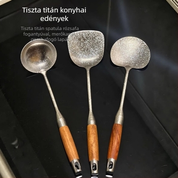 Tiszta titánium spatula rózsafa nyéllel, gombás spatula, könnyű és égésálló konyhai eszköz, serpenyőben való pirításhoz és leveshez