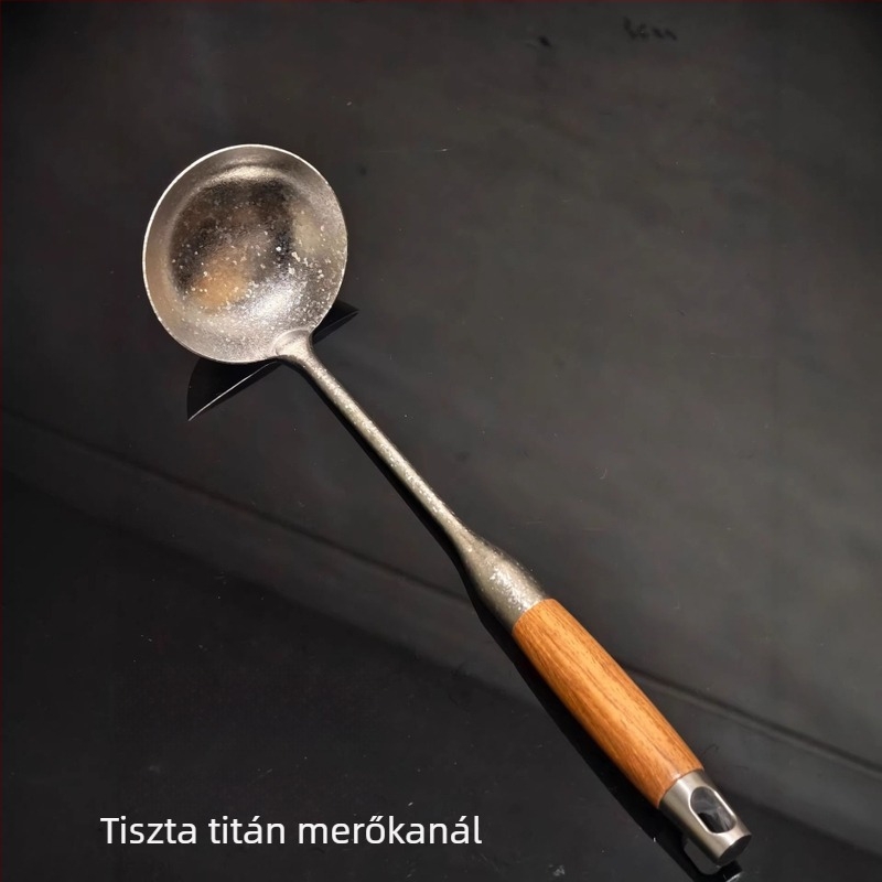 Tiszta titánium spatula rózsafa nyéllel, gombás spatula, könnyű és égésálló konyhai eszköz, serpenyőben való pirításhoz és leveshez