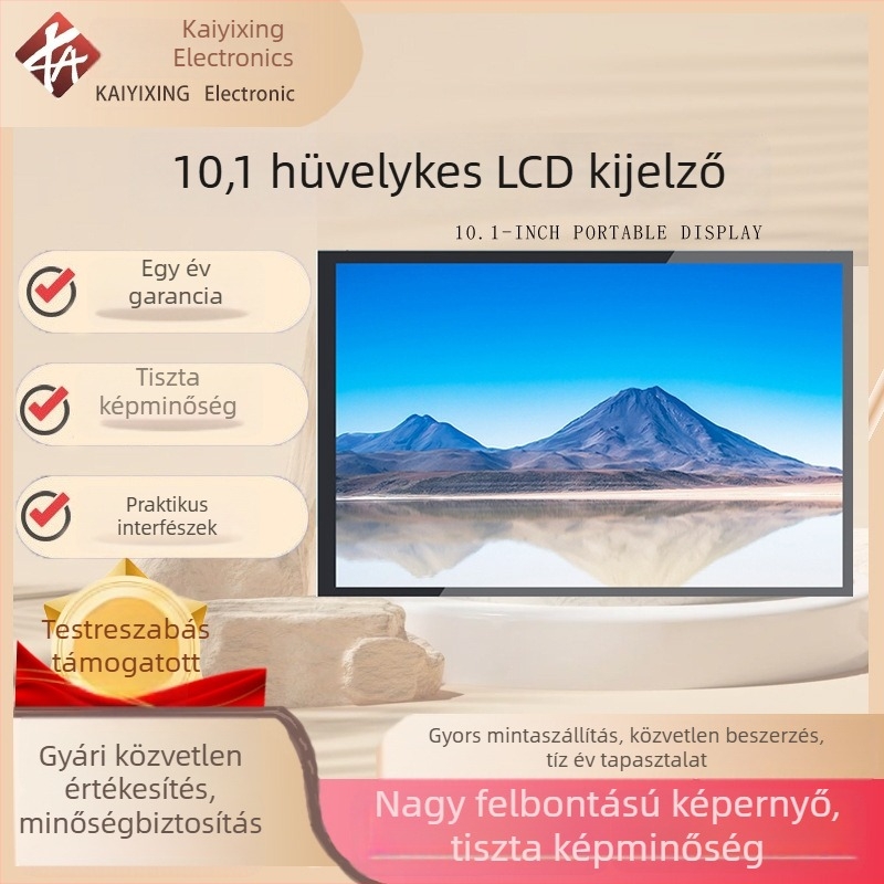 10,1 hüvelykes Raspberry Pi IPS kapacitív érintőképernyős HDMI monitor, 1280x800, hordozható ipari kijelző
