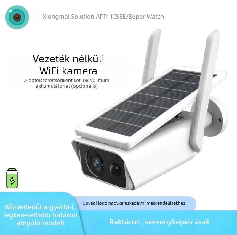 ICSEE Napelemes vezeték nélküli kültéri biztonsági kamera, alacsony energiafogyasztás, Wi-Fi, HD 3MP/2K felbontás, mozgásérzékelés