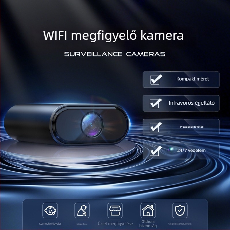 Vezeték nélküli beltéri megfigyelő kamera távoli megfigyeléssel mobilalkalmazáson keresztül, akkumulátoros működés, éjjellátás, 1080p