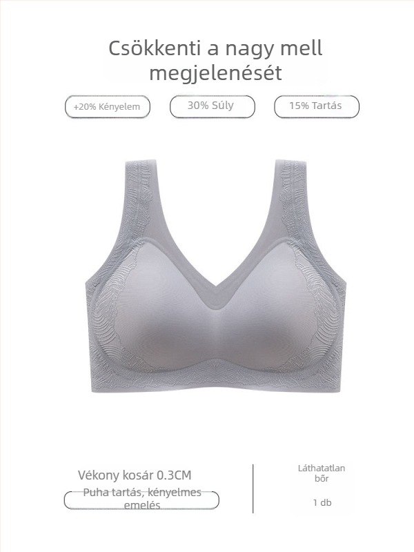 Varrásmentes női melltartó puha támasztékkal, vezeték nélküli, anti-lógás, rögzített kosarak, plusz méretek