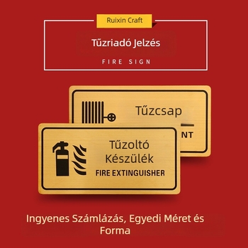  Titánium bevonatú tűzvédelmi jelzés – tűzcsap és tűzoltó készülék felirattal, fémlemez
