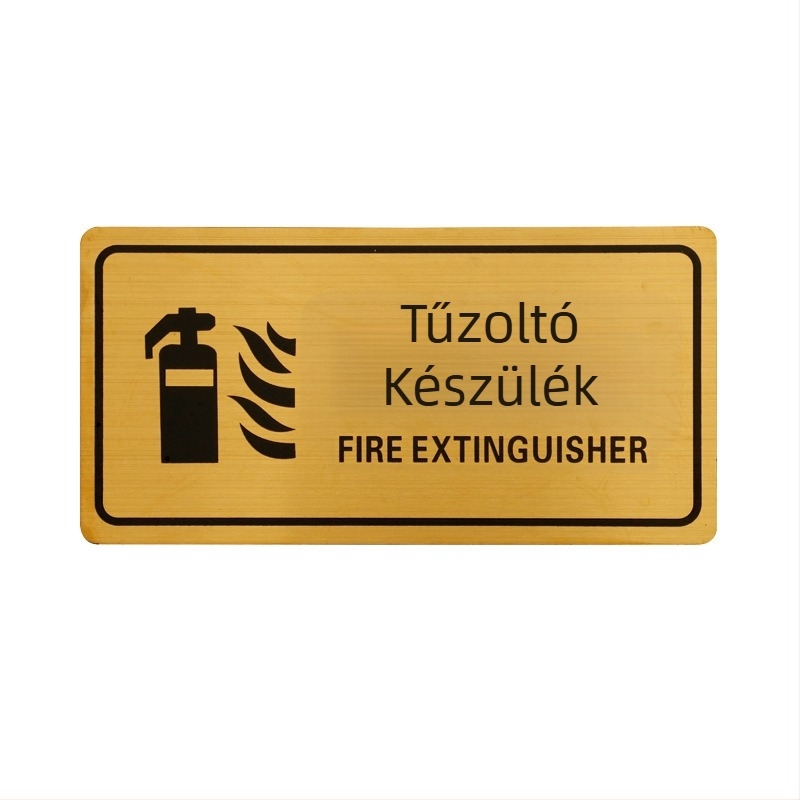  Titánium bevonatú tűzvédelmi jelzés – tűzcsap és tűzoltó készülék felirattal, fémlemez