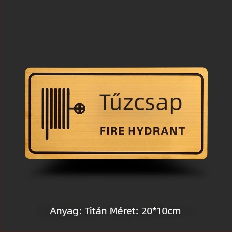  Titánium bevonatú tűzvédelmi jelzés – tűzcsap és tűzoltó készülék felirattal, fémlemez