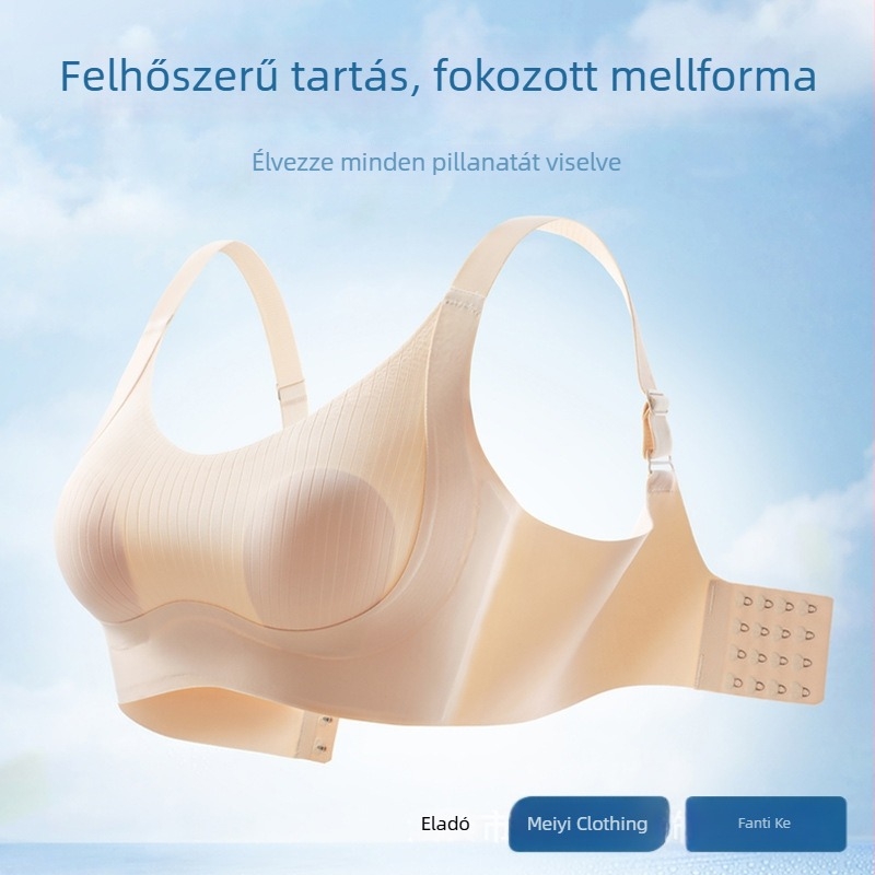 Nagy méretű melltartó nyúlfülös kosarakkal, varratmentes, hát-támogatás, állítható vállpántok
