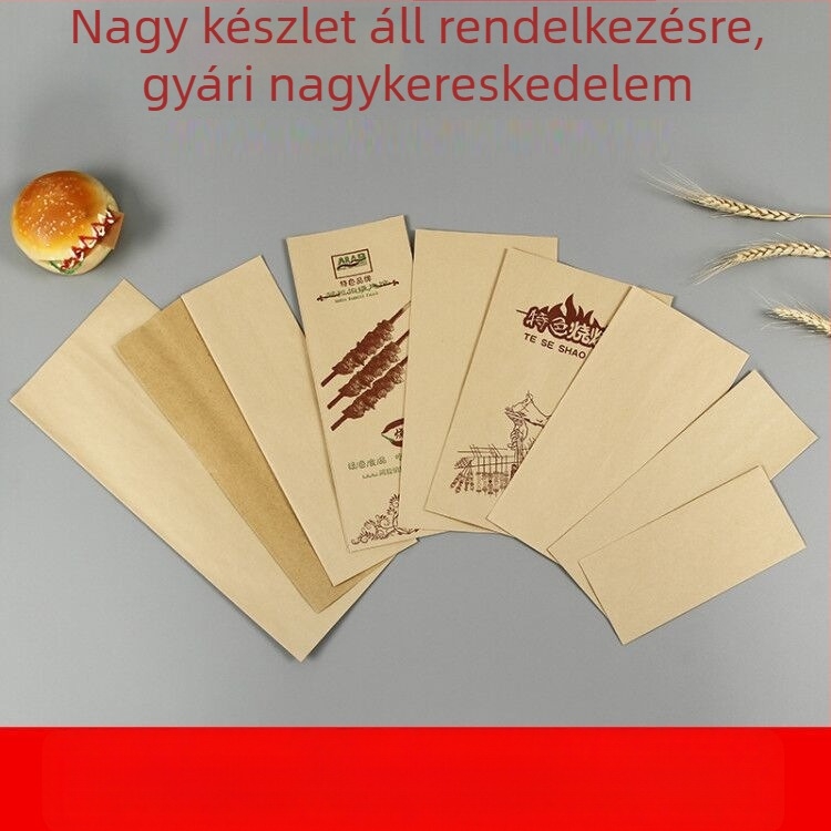 Kraft papírzacskó barbecue elvitelre, olajálló bevonattal, alkalmas sült nyársakhoz, kolbászokhoz és gluténos nassolnivalókhoz