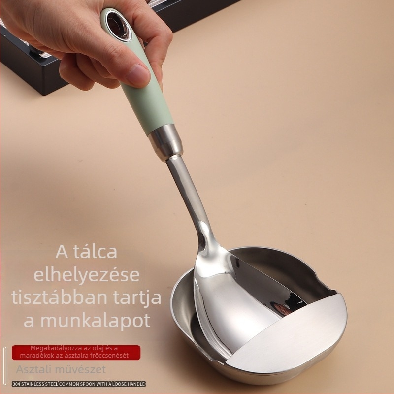 Rozsdamentes acél tálalókanál, nagy méret, hosszú nyél, otthoni és szállodai önkiszolgáláshoz