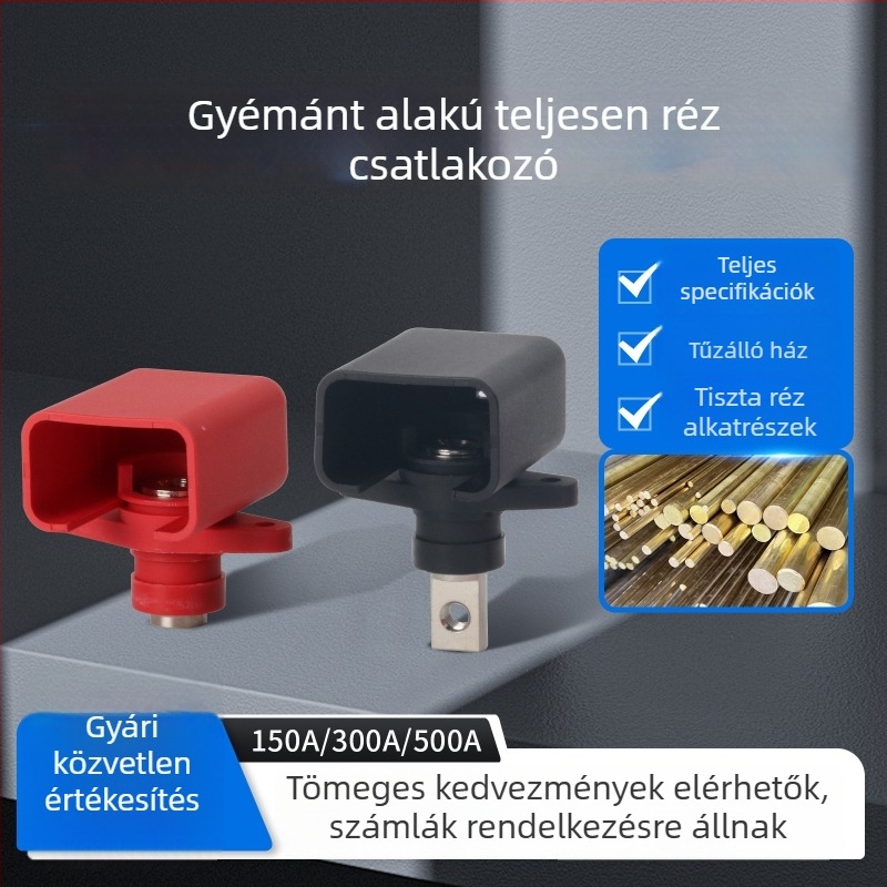Gyémánt alakú falon átmenő terminál energia-tároló csatlakozó lítium-ion akkumulátorhoz, 150A/300A/500A