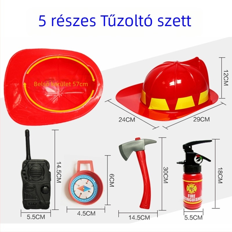 Gyerekeknek szóló tűzoltó sisak készlet szerepjátékhoz – cosplay rekvizit