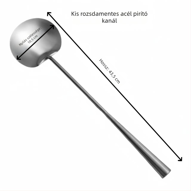 Satin-fényű rozsdamentes acél serpenyőkanál, vastított, szakács‑minőségű, többfunkciós konyhai spatula