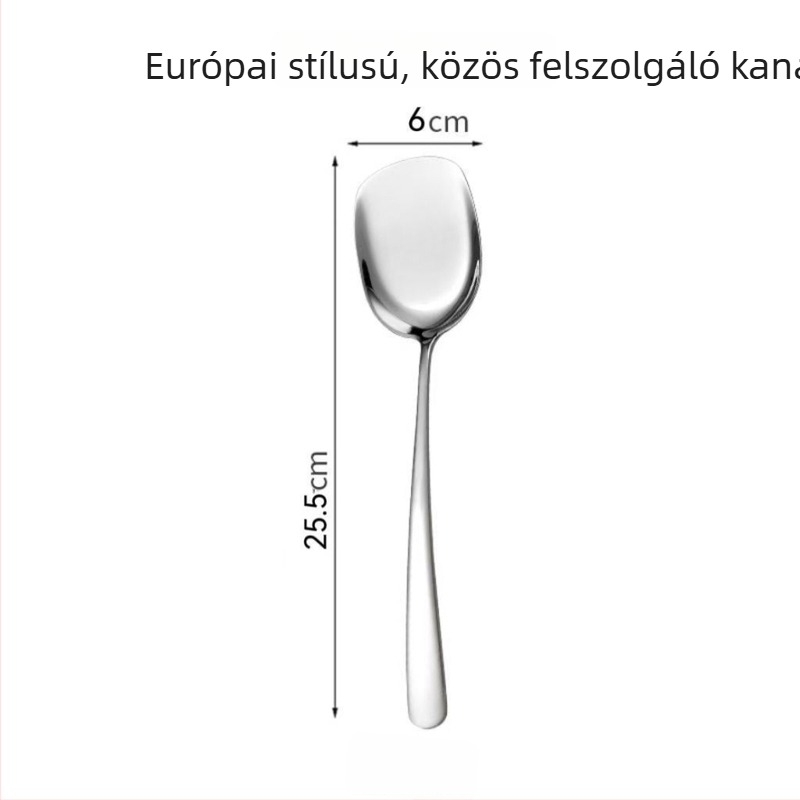 304 rozsdamentes acél tálalókanál szállodák, éttermek és közétkeztetés számára; higiénikus és könnyen tisztítható.