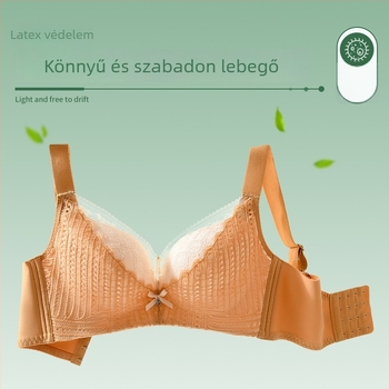Plusz méretű vékony csipkés vezeték nélküli melltartó, nagy keblekhez, oldalsó támasz és előre emelés