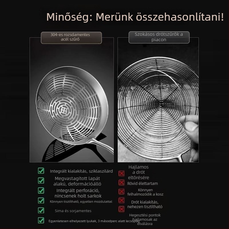 Élelmiszer-minőségű rozsdamentes acél szűrő- és merőkanál készlet tészta és gombóc főzéséhez, fritett ételek szűrőjeként, Chaosan hot pot számára