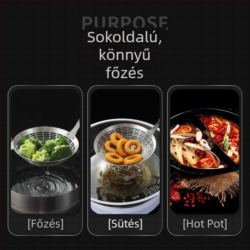 Élelmiszer-minőségű rozsdamentes acél szűrő- és merőkanál készlet tészta és gombóc főzéséhez, fritett ételek szűrőjeként, Chaosan hot pot számára