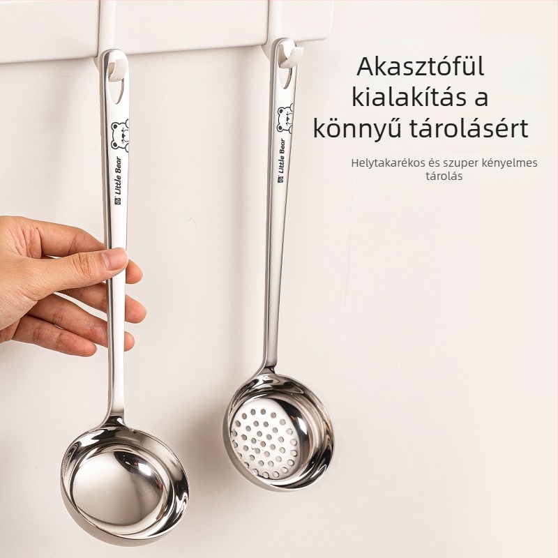 Élelmiszer-minőségű hosszú nyelű leveskanál, készlet 6 db, nagy méretű, rozsdamentes acélból
