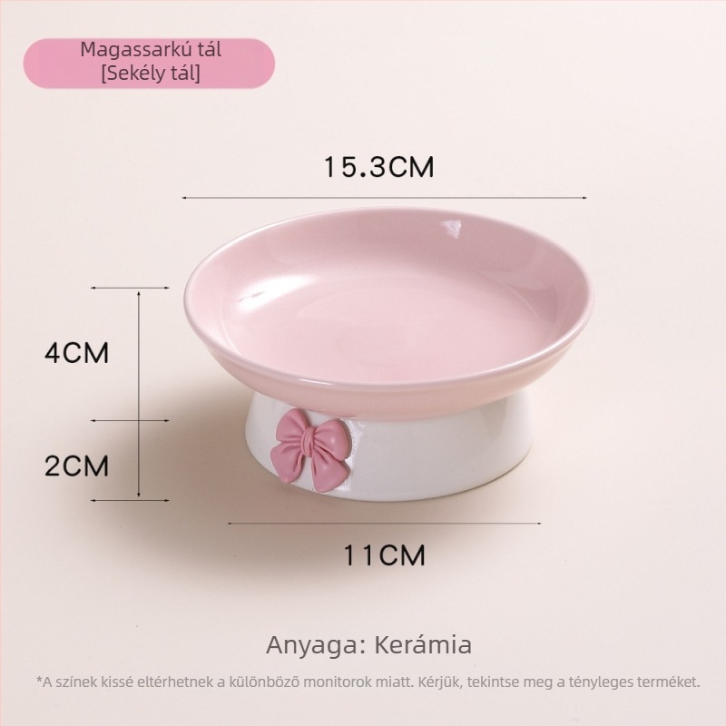 Kerámia macska tál, súlyozott, anti-tipp, magasított étel- és víztál nyak támaszával