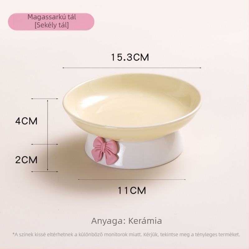Kerámia macska tál, súlyozott, anti-tipp, magasított étel- és víztál nyak támaszával