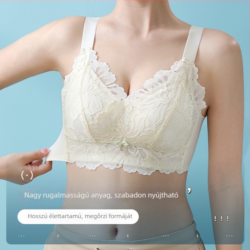 Ultra vékony 0,2 cm-es csipkés, drót nélküli melltartó, nagy kosár, állítható push-up, lélegző kényelem