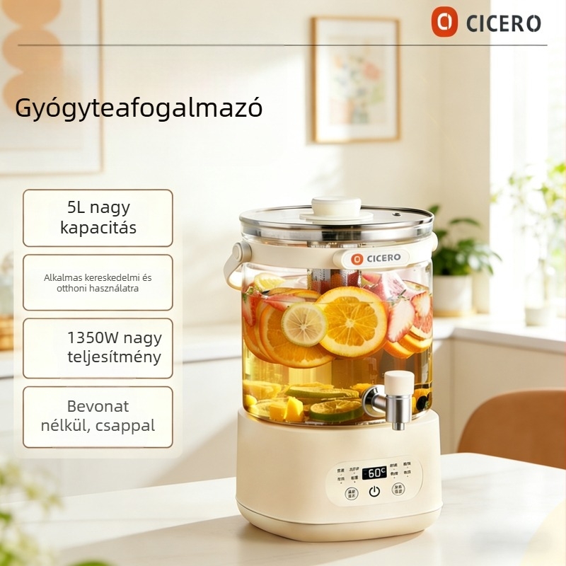 Dq-701 Üveg teáskanna csappal — multifunkcionális, beépített áztatás és főzés, állandó hőmérséklet, digitális termosztát, kapacitás 4 L feletti, otthoni használatra