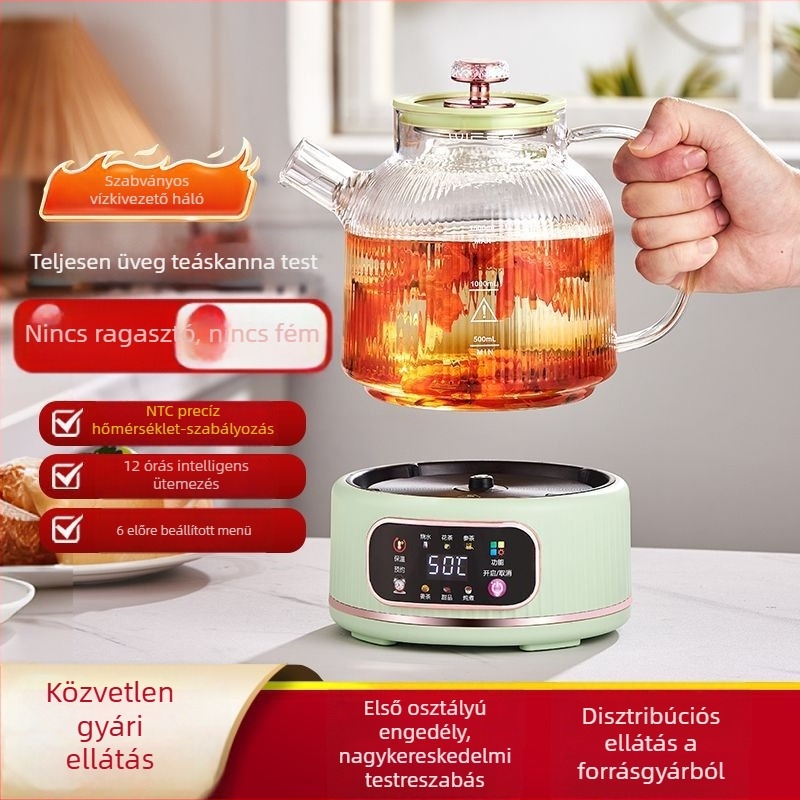 Üvegből készült egészség-teáskanna osztott dizájnnal, többfunkciós, otthonra és kis irodába, 1–1,5 L