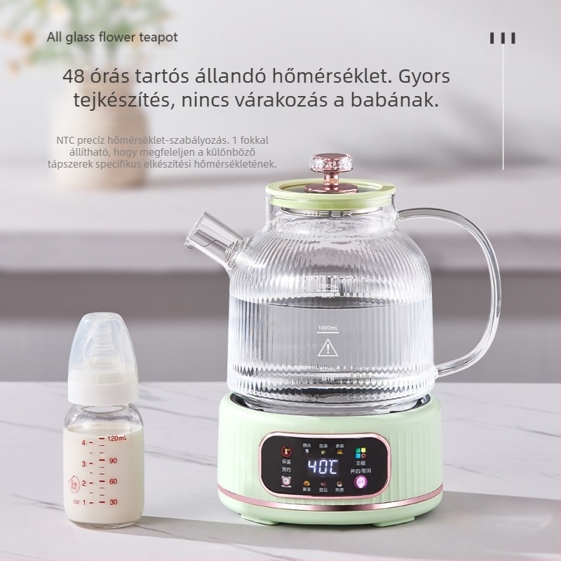 Üvegből készült egészség-teáskanna osztott dizájnnal, többfunkciós, otthonra és kis irodába, 1–1,5 L