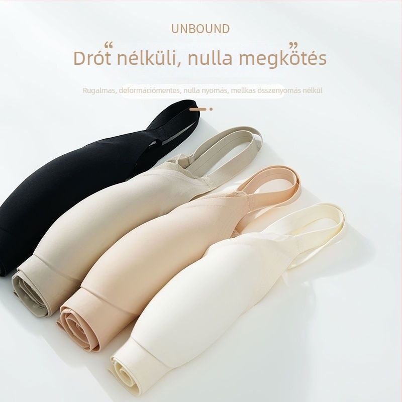 Mély V-nyakú hálószövésű seamless melltartó drót nélkül, oldalsó támasz, vékony kosár, anti-lógás, minimizáló hatás