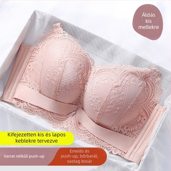 Drót nélküli melltartó kis mellemre, vastag tömött kosár, formázó, csipkés, 3/4 kosár, állítható pántok