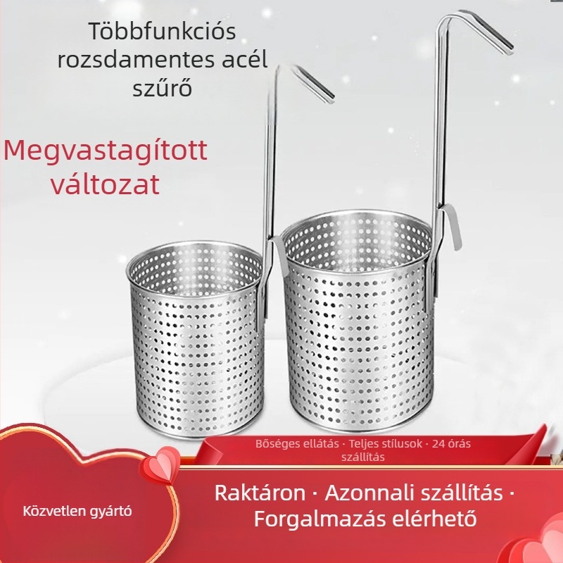 Vastagított rozsdamentes acél tészta-szűrő beépített szűrőkosárral