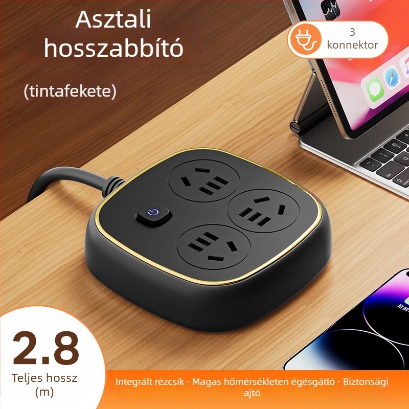 Tiszta rézből készült túlfeszültségvédett USB-s hosszabbító, multifunkcionális otthonra és kollégiumba